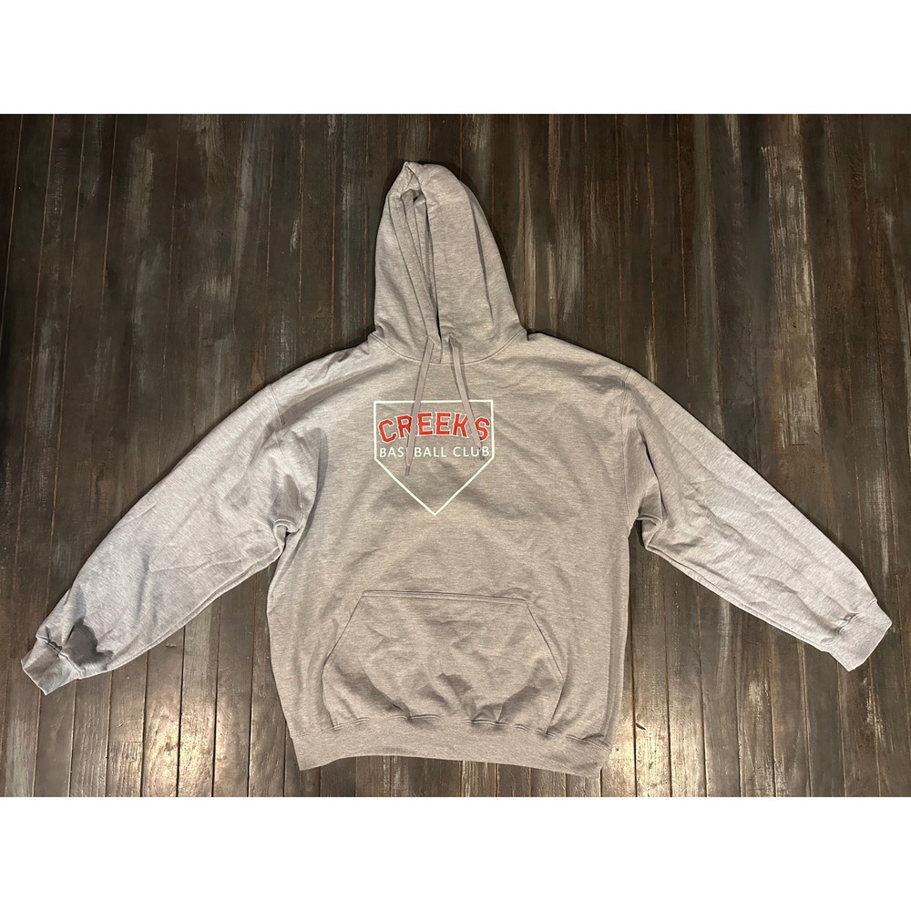 Creeks‎ Baseball Club Graphic Hoodie Heather Gray Pullover Sweatshirt Mens XL